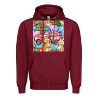 Easter Bunny With Truck Seamless Pattern Zipper Hoodie | Teevron