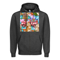Charcoal Heather Easter Bunny With Truck Seamless Pattern Zipper Hoodie - BundleAndBundleShop