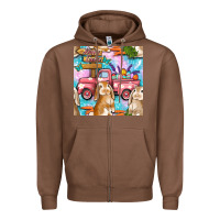 Chestnut Easter Bunny With Truck Seamless Pattern Zipper Hoodie - BundleAndBundleShop