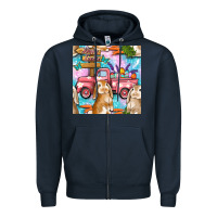 Navy Easter Bunny With Truck Seamless Pattern Zipper Hoodie - BundleAndBundleShop