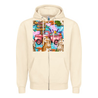 Sandshell Easter Bunny With Truck Seamless Pattern Zipper Hoodie - BundleAndBundleShop