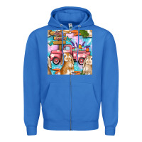 True Royal Easter Bunny With Truck Seamless Pattern Zipper Hoodie - BundleAndBundleShop