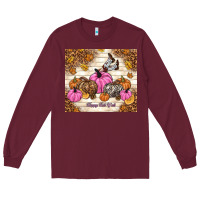 Burgundy happy fall y'all cowgirl Long Sleeve Tee - TumblerDesignByShophia
