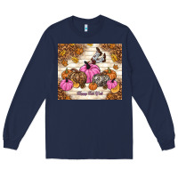 Navy happy fall y'all cowgirl Long Sleeve Tee - TumblerDesignByShophia