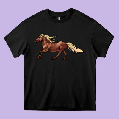 Running Horse Heavy Core Tee Designed By Nancycooperartshop