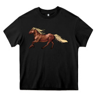 Black running horse Heavy Core Tee - NancyCooperArtShop