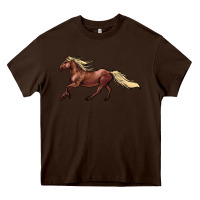 Chocolate Brown running horse Heavy Core Tee - NancyCooperArtShop