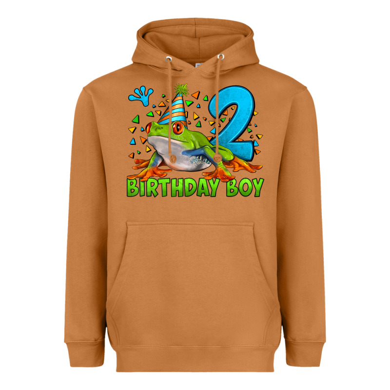 Birthday Boy Frog Age 2 Heavyweight Hoodie by LillyAllenDesigns | Teevron