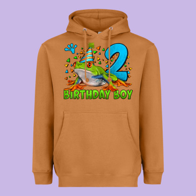 Birthday Boy Frog Age 2 Heavyweight Hoodie Designed By Lillyallendesigns