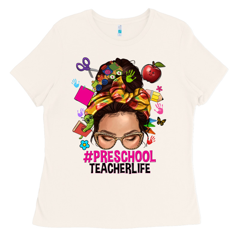 Preschool Teacher Life  Messy Bun Ladies Tee by NancyCooperArtShop | Teevron