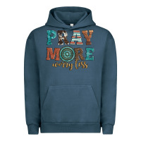 Pigment Midnight Navy pray more worry less Urban Hoodie - Artiststas