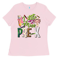 Bubblegum Pink little miss pre k Ladies Tee - NancyCooperArtShop