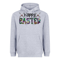 Heather Grey Happy Easter Heavyweight Hoodie - CowhideDigitalArt
