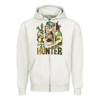 Oatmeal Heather Egg Hunter Zipper Hoodie - BundleAndBundleShop
