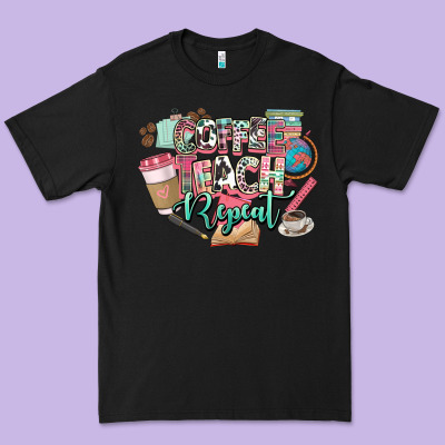 Coffee Teach Repeat Teacher Premium Tee Designed By Nancycooperartshop