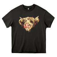 Asphalt scottish cow Heavy Core Tee - NancyCooperArtShop