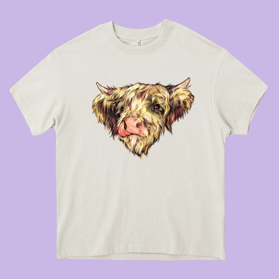 Scottish Cow Heavy Core Tee Designed By Nancycooperartshop