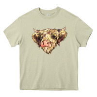 Mossy scottish cow Heavy Core Tee - NancyCooperArtShop