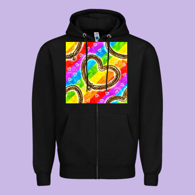 Pride Lgbtq Leopard Heart Balloons Pattern Zipper Hoodie Designed By Bundleandbundleshop