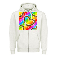Oatmeal Heather Pride lgbtq leopard heart balloons pattern Zipper Hoodie - BundleAndBundleShop