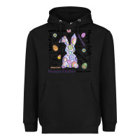 Black Happy Easter Heavyweight Hoodie - CowhideDigitalArt