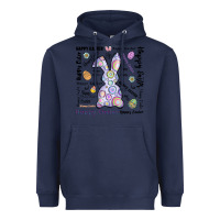 Navy Happy Easter Heavyweight Hoodie - CowhideDigitalArt