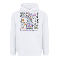 White Happy Easter Heavyweight Hoodie - CowhideDigitalArt