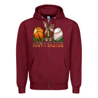 Burgundy Happy Easter Sports Zipper Hoodie - BundleAndBundleShop