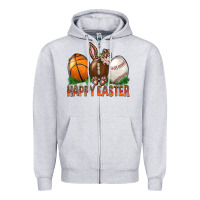 Heather Grey Happy Easter Sports Zipper Hoodie - BundleAndBundleShop