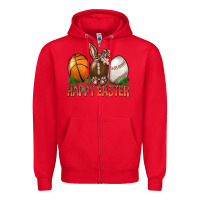 Red Happy Easter Sports Zipper Hoodie - BundleAndBundleShop