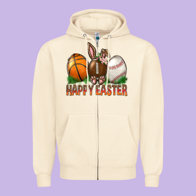 Happy Easter Sports Zipper Hoodie Designed By Bundleandbundleshop