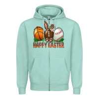 Seafoam Happy Easter Sports Zipper Hoodie - BundleAndBundleShop