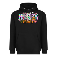 Black Happy Easter Heavyweight Hoodie - CowhideDigitalArt