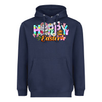 Navy Happy Easter Heavyweight Hoodie - CowhideDigitalArt
