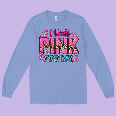 I Wear Pink For My Custom Name Cancer Awareness Long Sleeve Tee Designed By Howdyjamesfarm