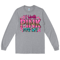 Heather Grey I wear pink for my custom name Cancer Awareness Long Sleeve Tee - HowdyJamesFarm