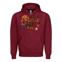 Burgundy it's a basketball kinda day Zipper Hoodie - FaDigitalArtStudio