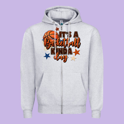 It's A Basketball Kinda Day Zipper Hoodie Designed By Fadigitalartstudio