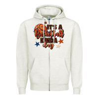 Oatmeal Heather it's a basketball kinda day Zipper Hoodie - FaDigitalArtStudio