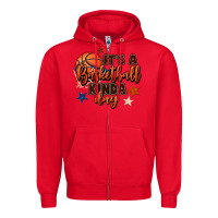 Red it's a basketball kinda day Zipper Hoodie - FaDigitalArtStudio