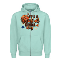 Seafoam it's a basketball kinda day Zipper Hoodie - FaDigitalArtStudio