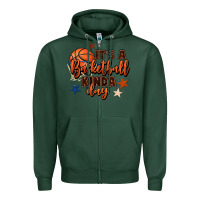 Sports Green it's a basketball kinda day Zipper Hoodie - FaDigitalArtStudio