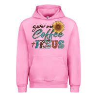 Fuchsia Pink give me coffee and jesus Urban Hoodie - Artiststas