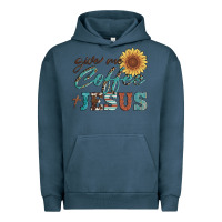 Pigment Midnight Navy give me coffee and jesus Urban Hoodie - Artiststas