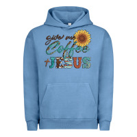 Pigment Pebble Blue give me coffee and jesus Urban Hoodie - Artiststas