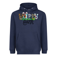 Navy Happy Easter Heavyweight Hoodie - CowhideDigitalArt