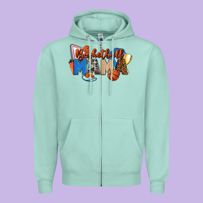 Basketball Mama Zipper Hoodie Designed By Fadigitalartstudio