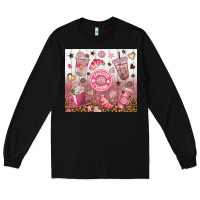 Black cafecito y chisme with leopard tumbler tbs Long Sleeve Tee - TumblerDesignByShophia