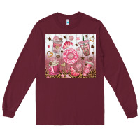 Burgundy cafecito y chisme with leopard tumbler tbs Long Sleeve Tee - TumblerDesignByShophia