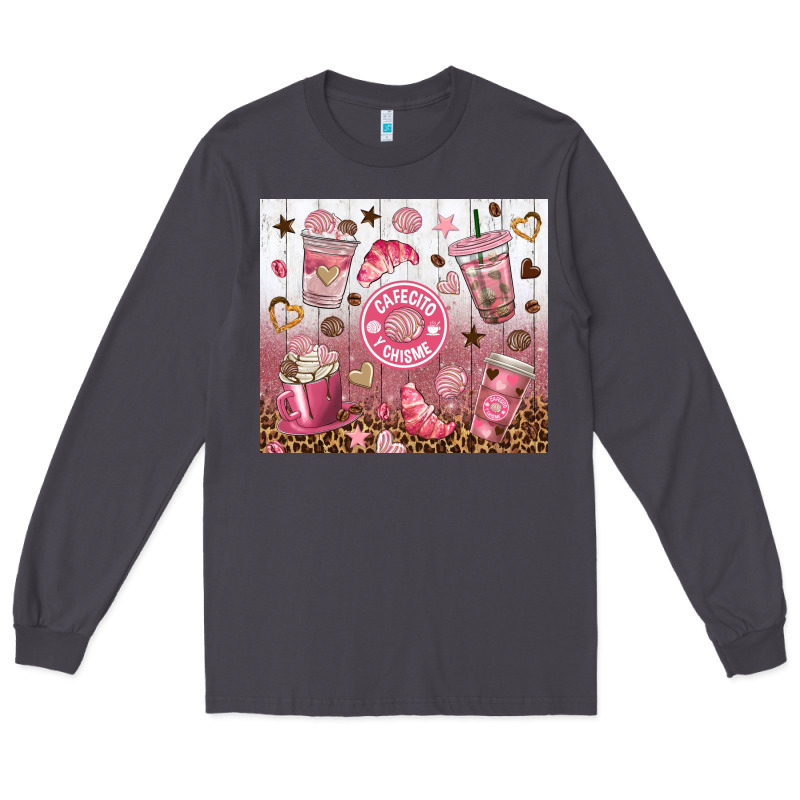 Cafecito Y Chisme With Leopard Tumbler Tbs Long Sleeve Tee by TumblerDesignByShophia | Teevron